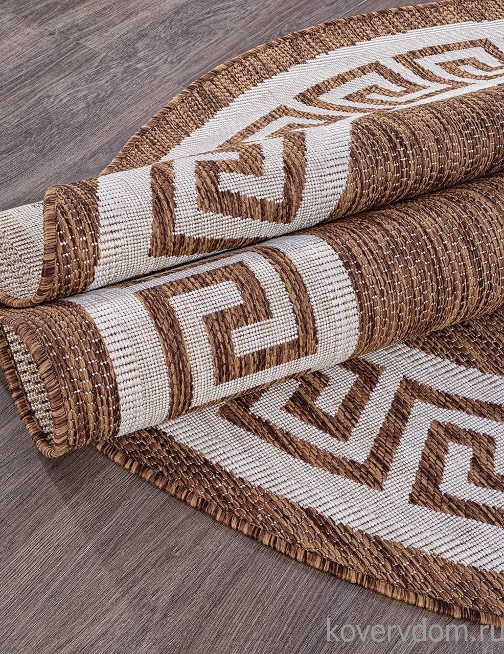 Ковер циновка VEGAS S002 BROWN-CREAM Овал