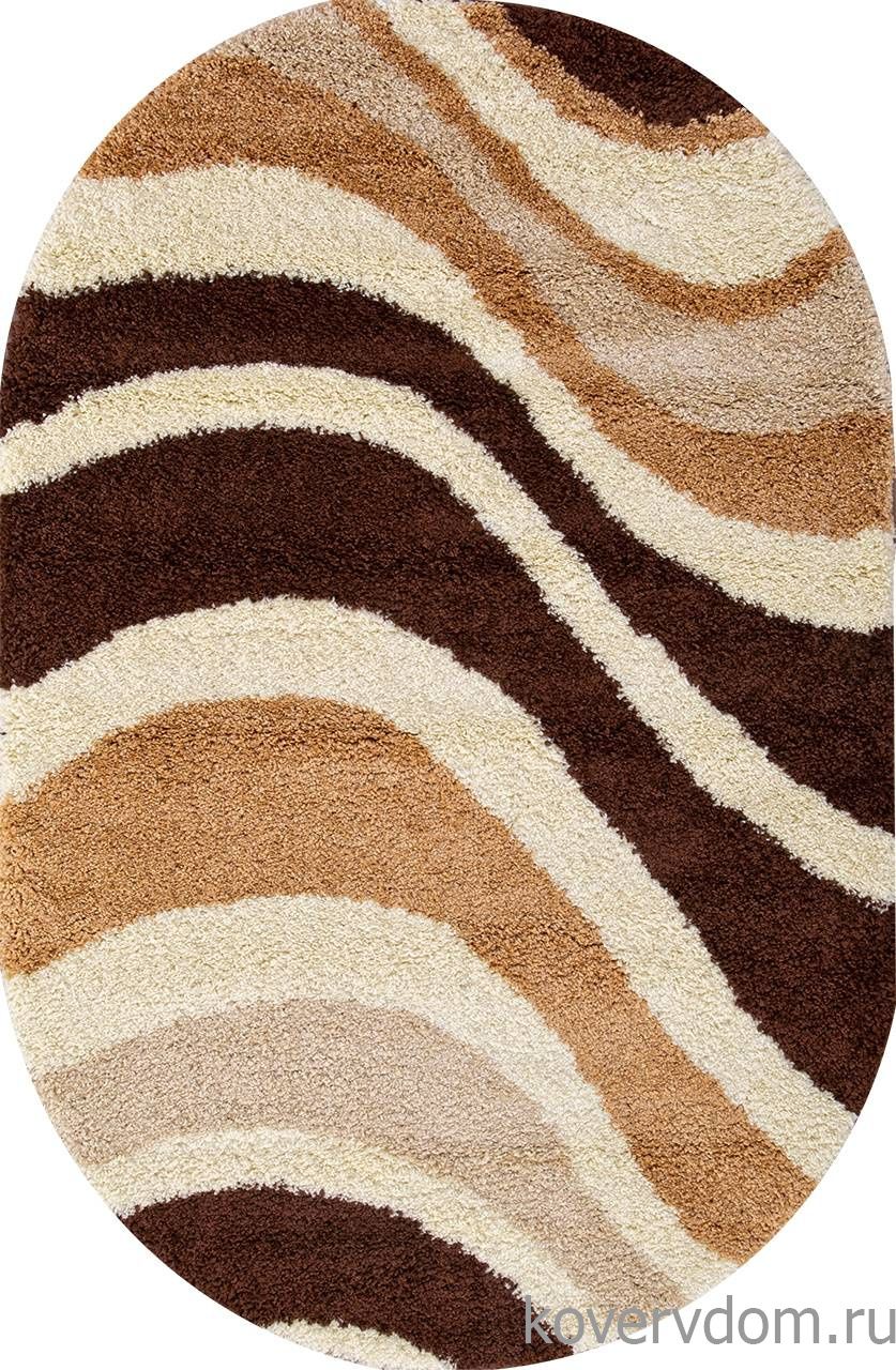 Ковер SHAGGY ULTRA S607 BEIGE-BROWN Овал